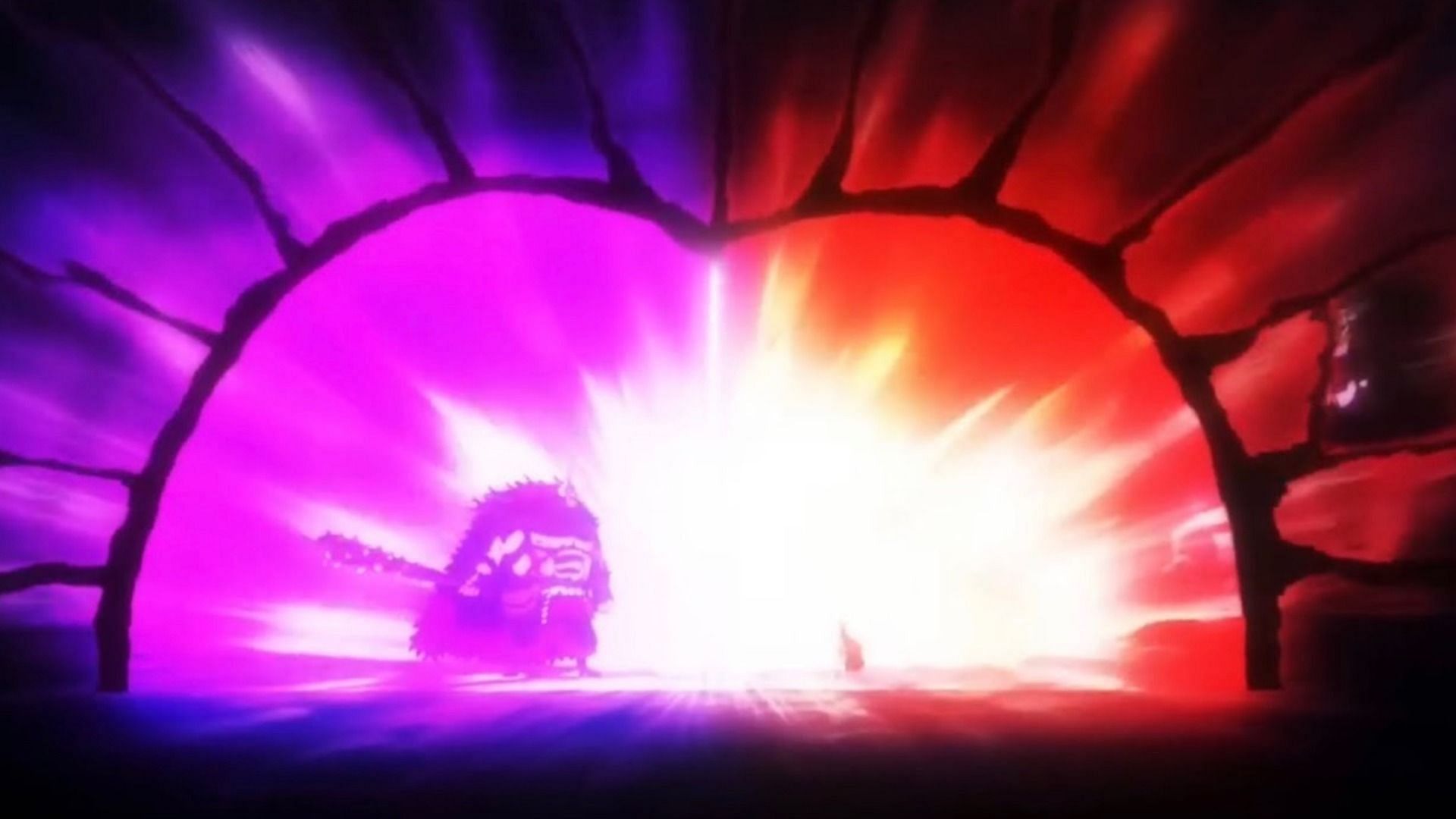 Conqueror's Haki clash between Luffy and Kaido (Image via Toei Animation)